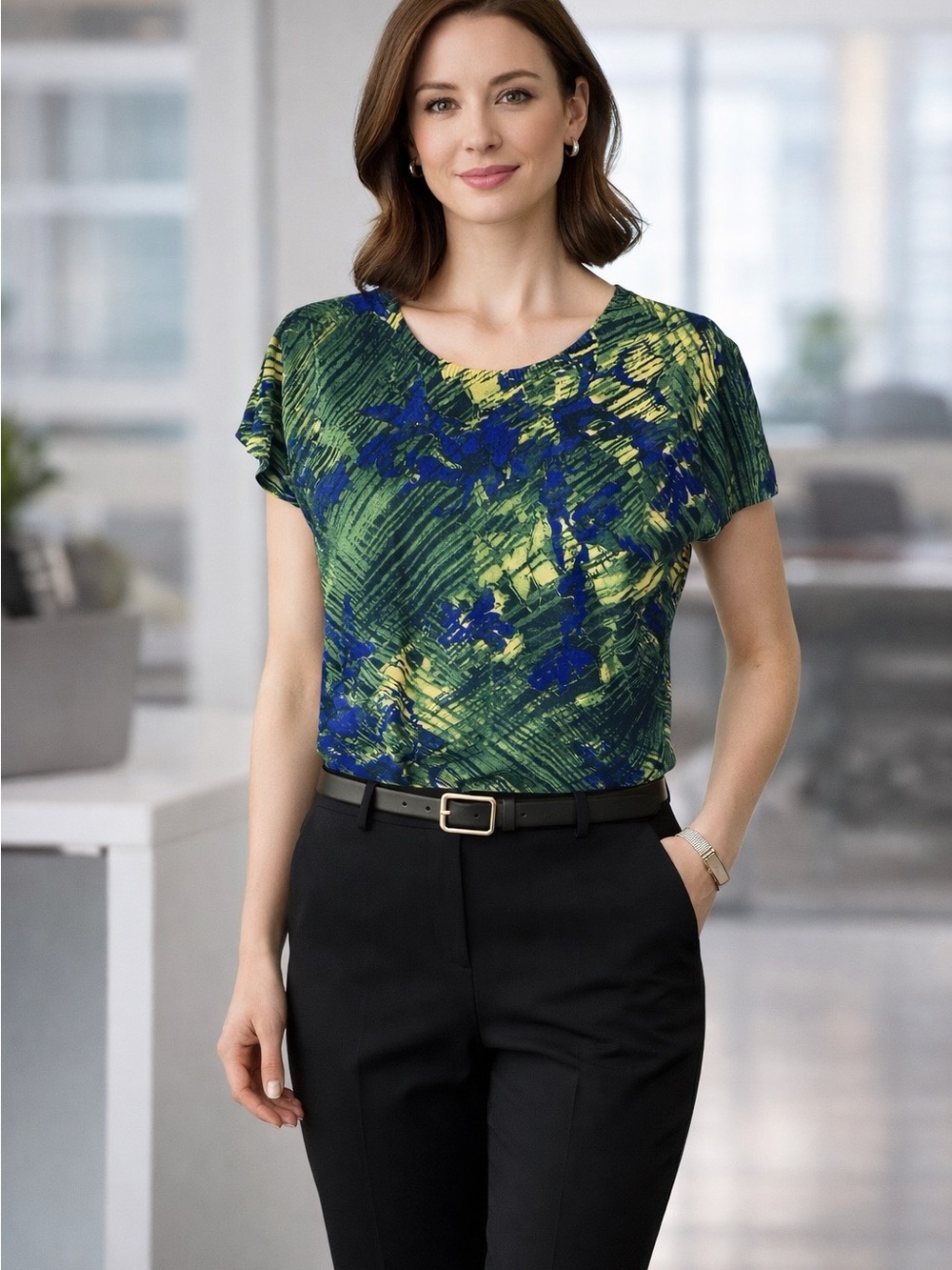 Kenar Abstract Silk Blend Sweater L NWT Green Blue Yellow